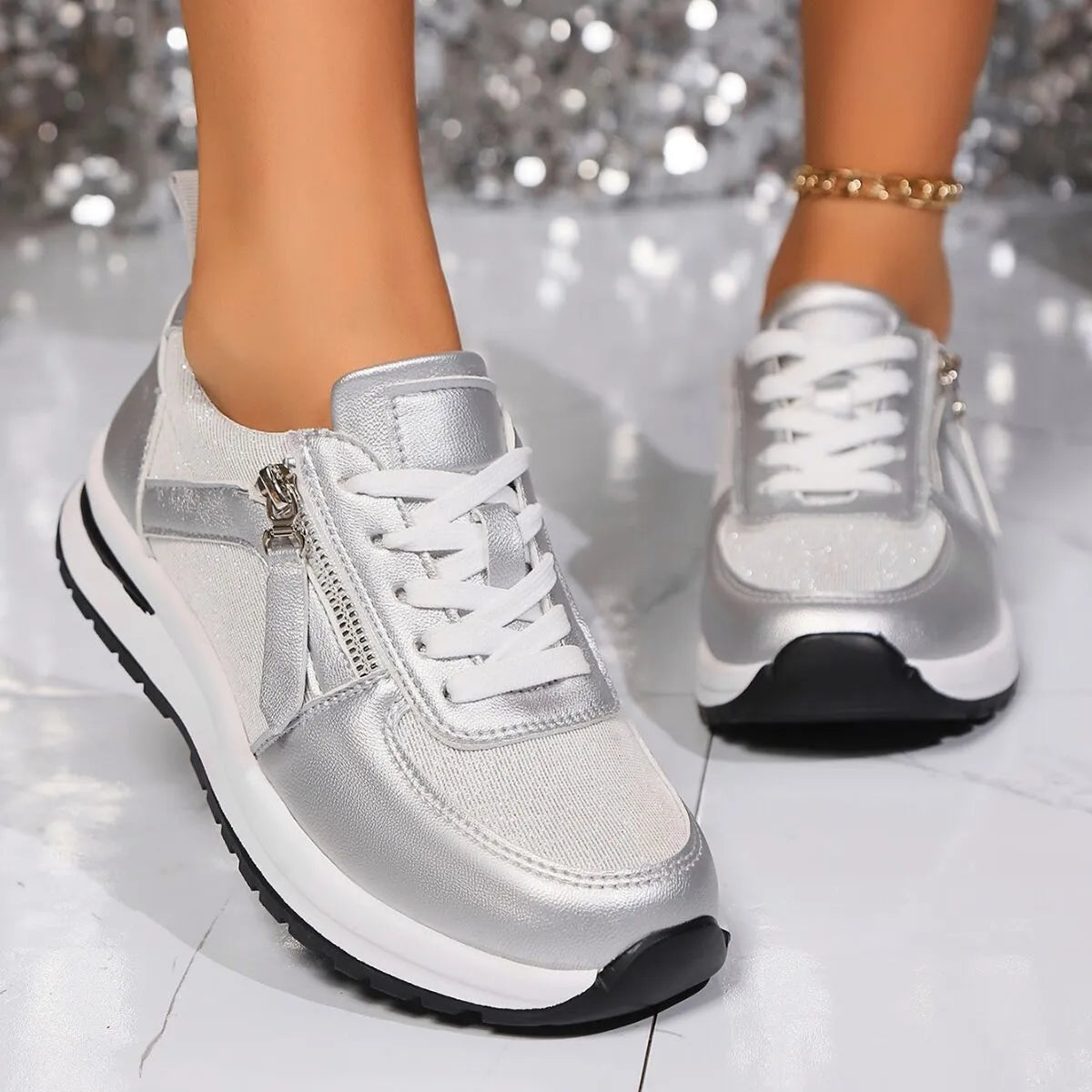 Lace-Up Platform Athletic Sneakers
