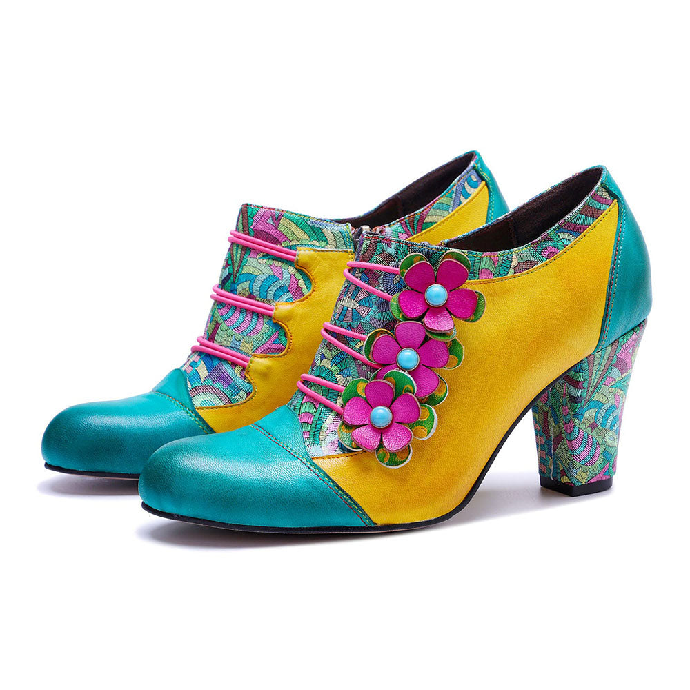 Colorstepshoes Vintage Handmade Bohemian Graffiti Pumps
