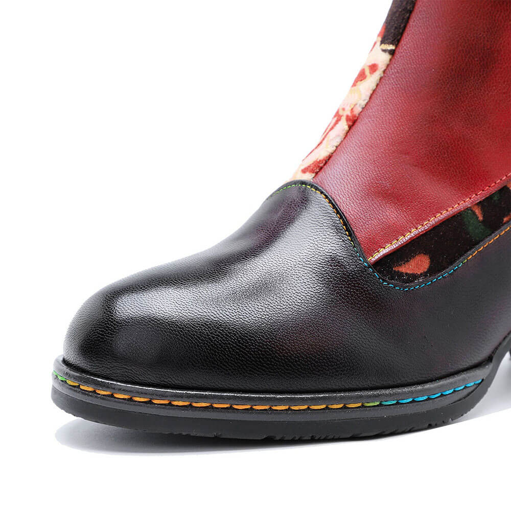 Leather Handmade Embossed Adjustable Boots