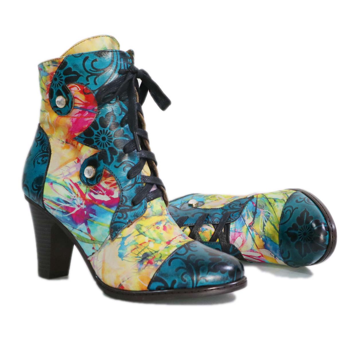 Retro Hand painted Leather Boots