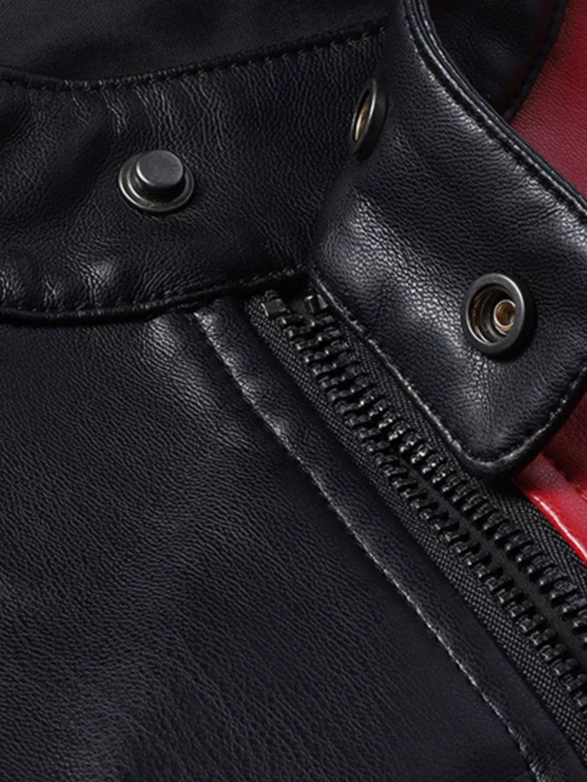 Men's Full Size Color Block Motorcycle Leather Jacket Plus Size