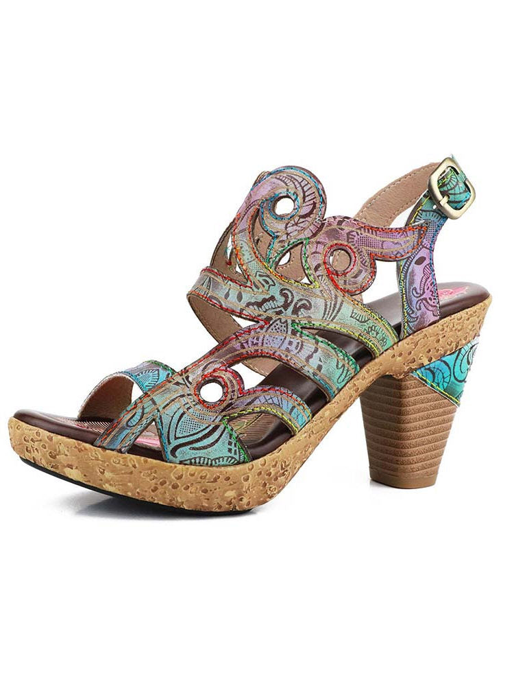 Zendaya Hand-painted Genuine Leather Sandals