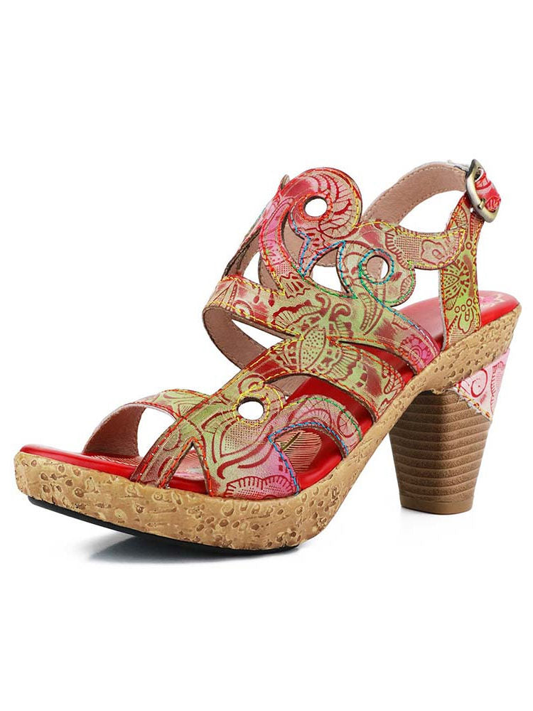 Zendaya Hand-painted Genuine Leather Sandals