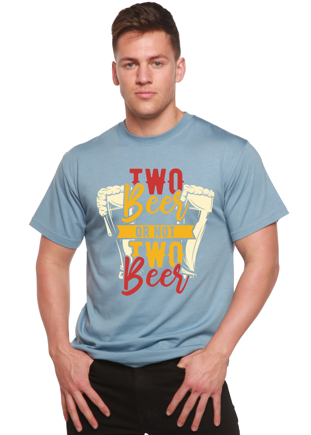 Two Beer Men's Bamboo Viscose/Organic Cotton Short Sleeve Graphic T-Shirt