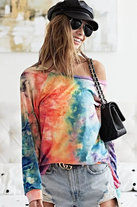 BiBi Tie Dye Soft Knit Jersey Top
