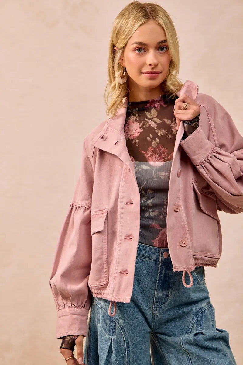BiBi Flower Printed Mesh Lace Top with Thumb Opening