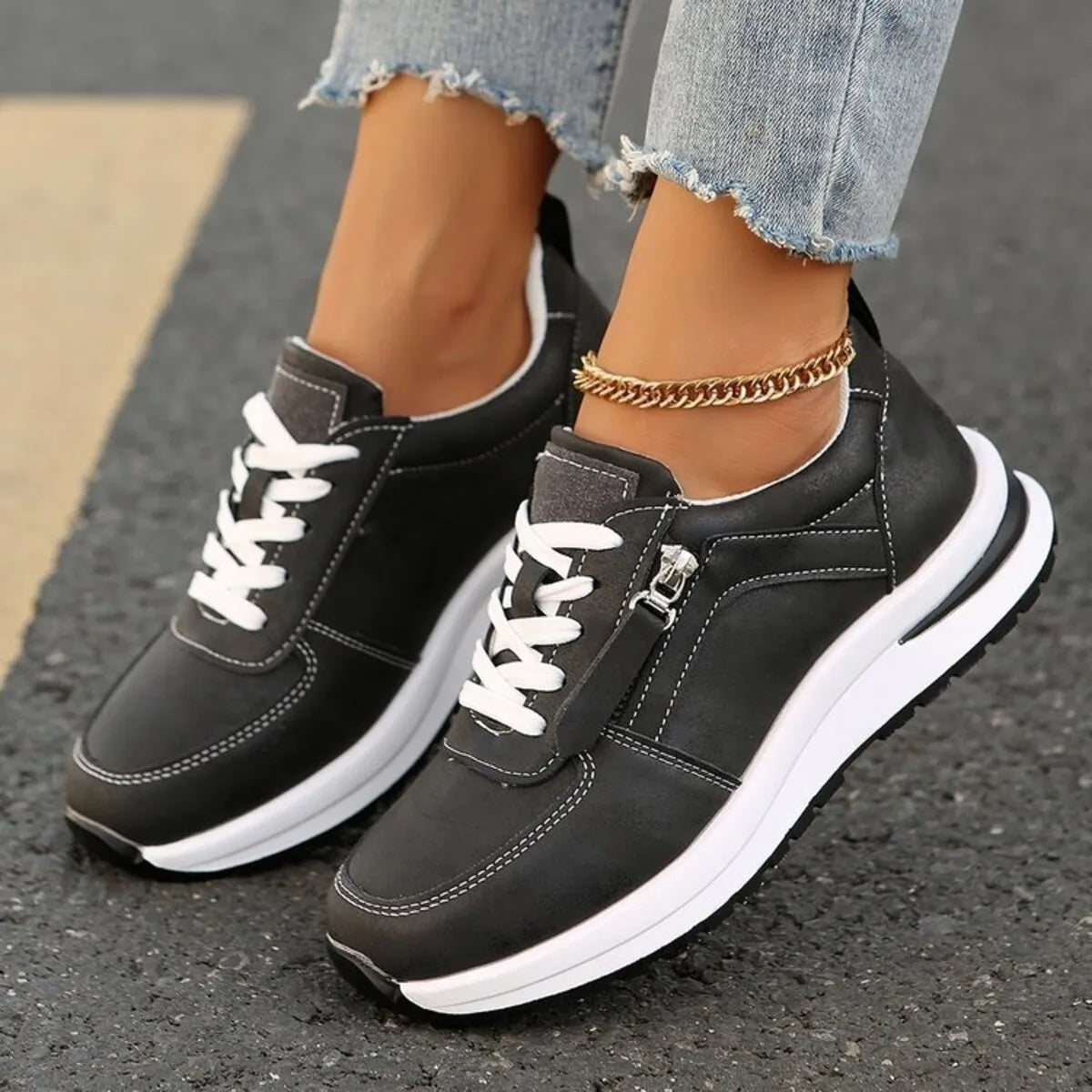 Lace-Up Platform Athletic Sneakers