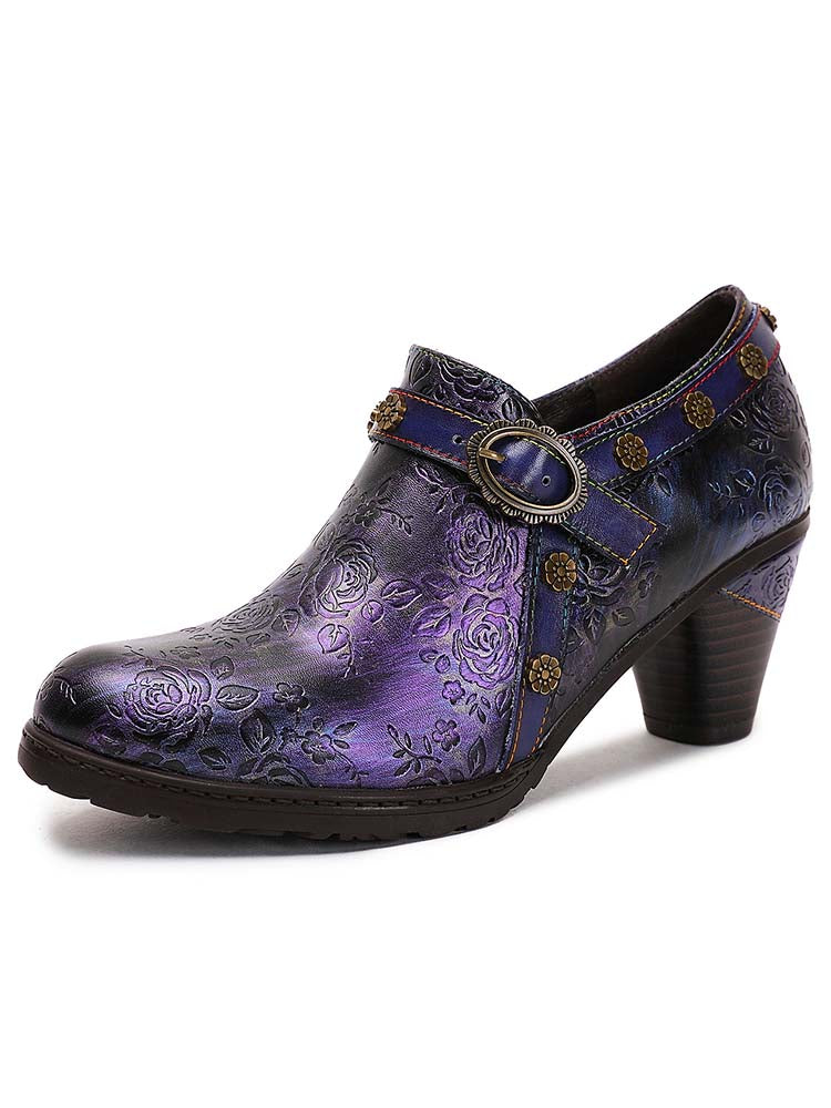 Adalee Retro Floral Embossed Shoes