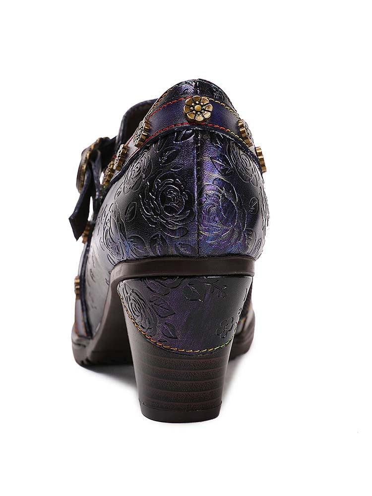 Adalee Retro Floral Embossed Shoes