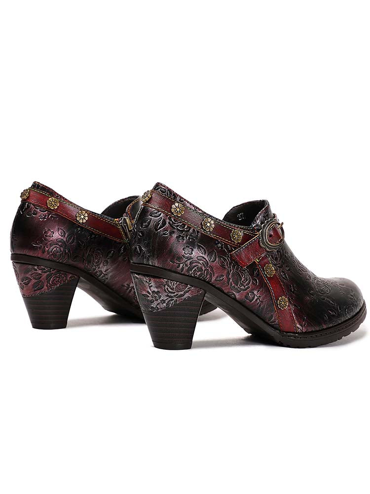 Adalee Retro Floral Embossed Shoes