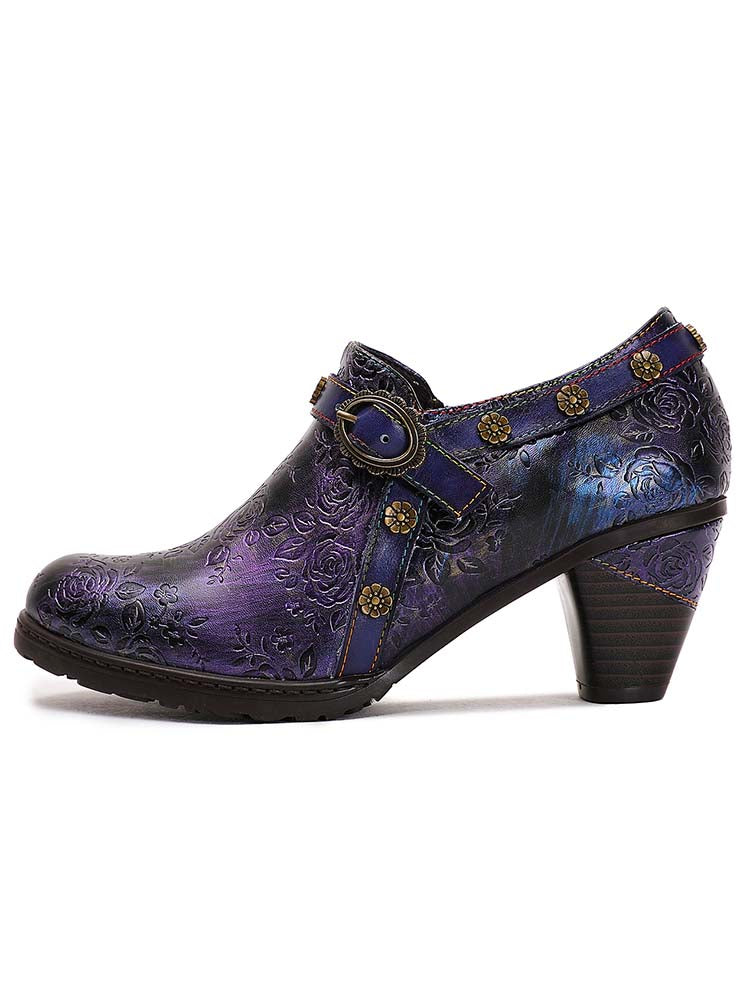 Adalee Retro Floral Embossed Shoes