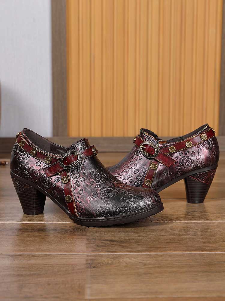 Adalee Retro Floral Embossed Shoes