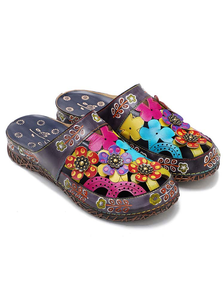 Flowers Handmade Colorful Slippers