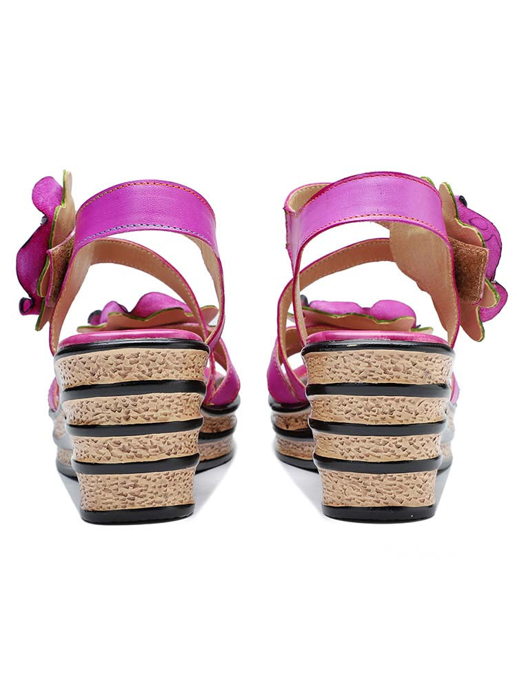 Gorgeous Handmade Rose Wedge Sandals