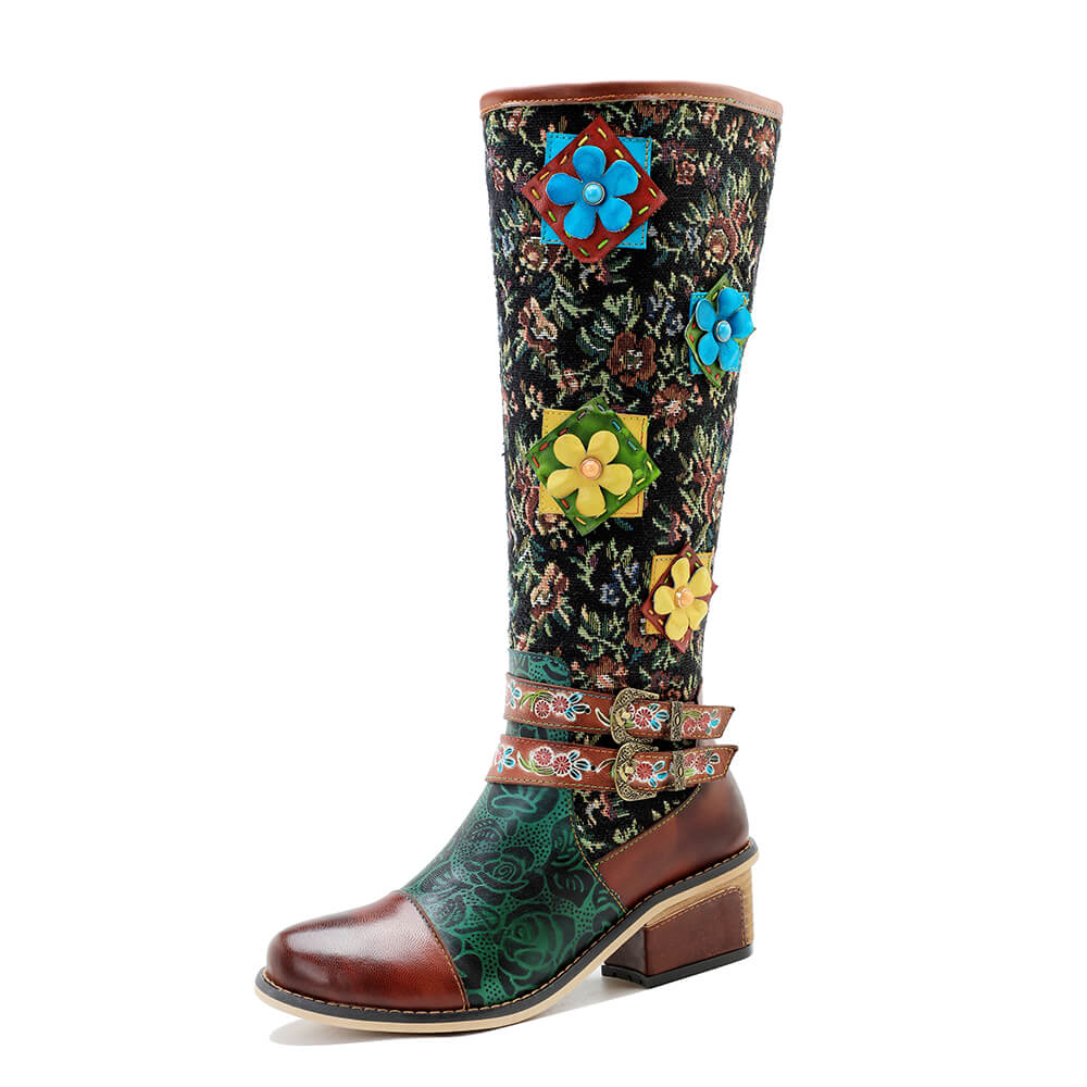 Vintage Handmade Stunning Floral Boots