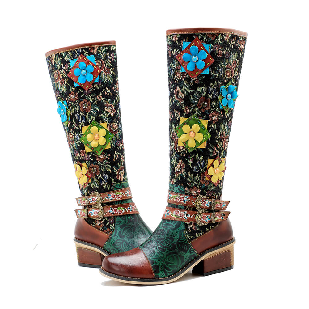 Vintage Handmade Stunning Floral Boots