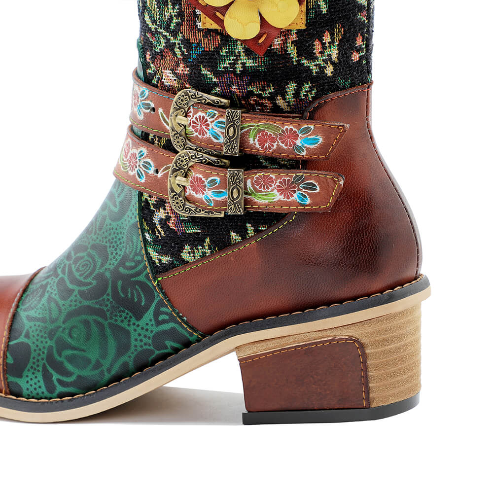 Vintage Handmade Stunning Floral Boots