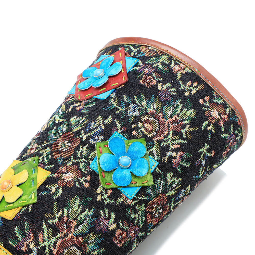 Vintage Handmade Stunning Floral Boots