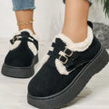 Buckle Strap Faux Fur Trim Platform Boots