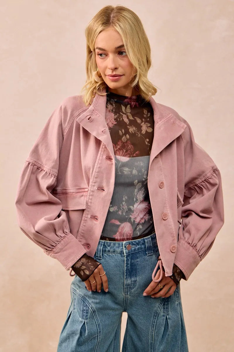 BiBi Flower Printed Mesh Lace Top with Thumb Opening