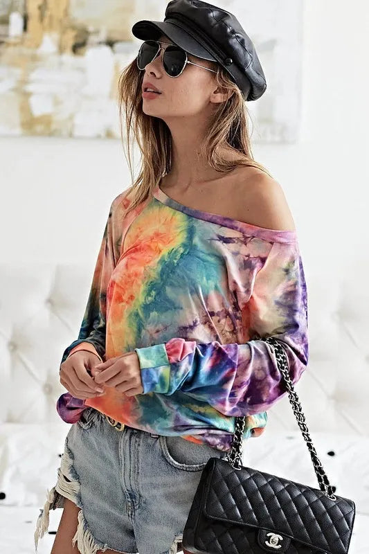 BiBi Tie Dye Soft Knit Jersey Top