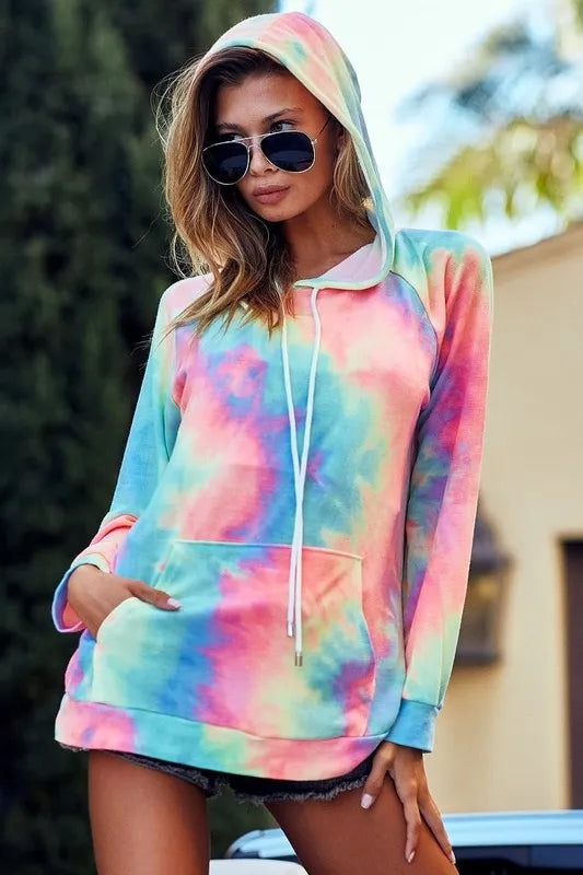 BiBi Tie Dye French Terry Hoodie with Kangaroo Pocket