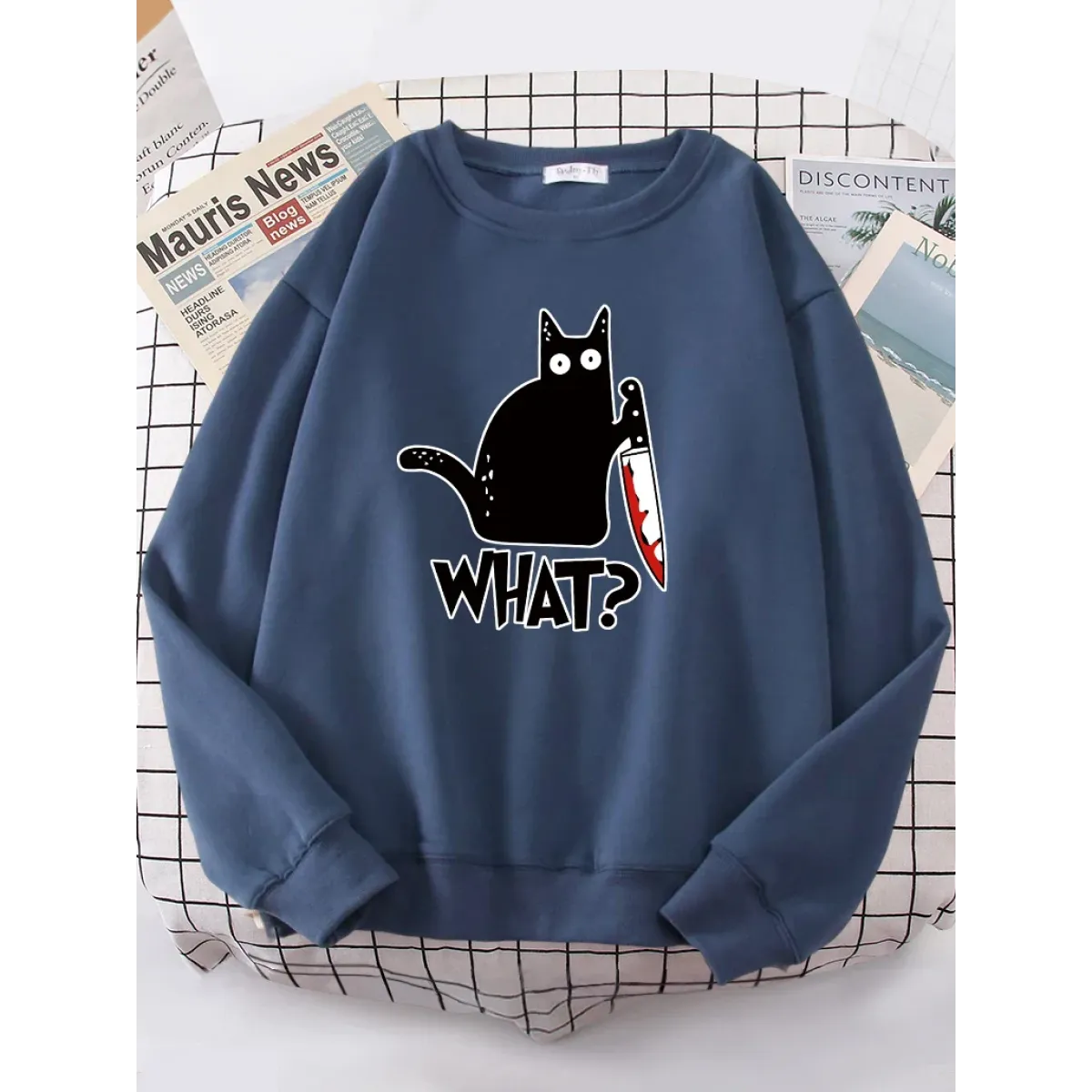 Kitty Say "What?" Sweatshirt - Harajuku Casual Hoody