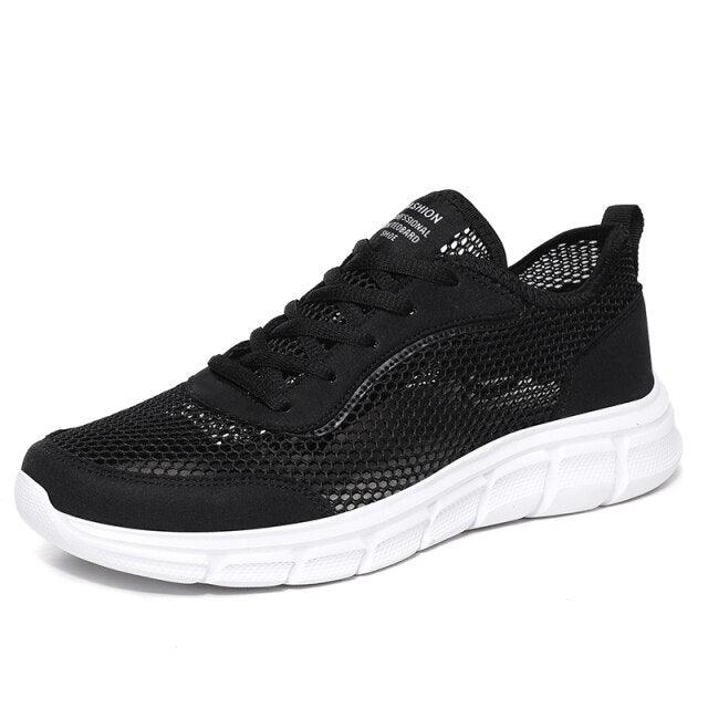 Men Casual Black Sneakers Fashion Light Breathable Summer Outdoor Beach Mesh Gym Running Sneakers Men Breathable Mesh Ultra Comfortable Athletic Fashion Jogging Sneaker