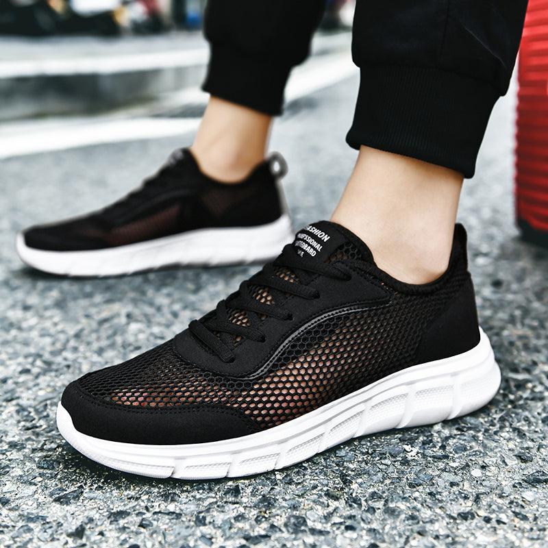 Men Casual Black Sneakers Fashion Light Breathable Summer Outdoor Beach Mesh Gym Running Sneakers Men Breathable Mesh Ultra Comfortable Athletic Fashion Jogging Sneaker