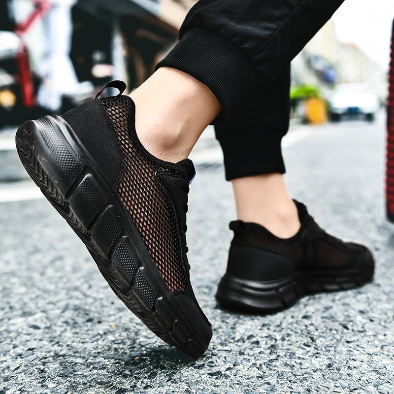 Men Casual Black Sneakers Fashion Light Breathable Summer Outdoor Beach Mesh Gym Running Sneakers Men Breathable Mesh Ultra Comfortable Athletic Fashion Jogging Sneaker