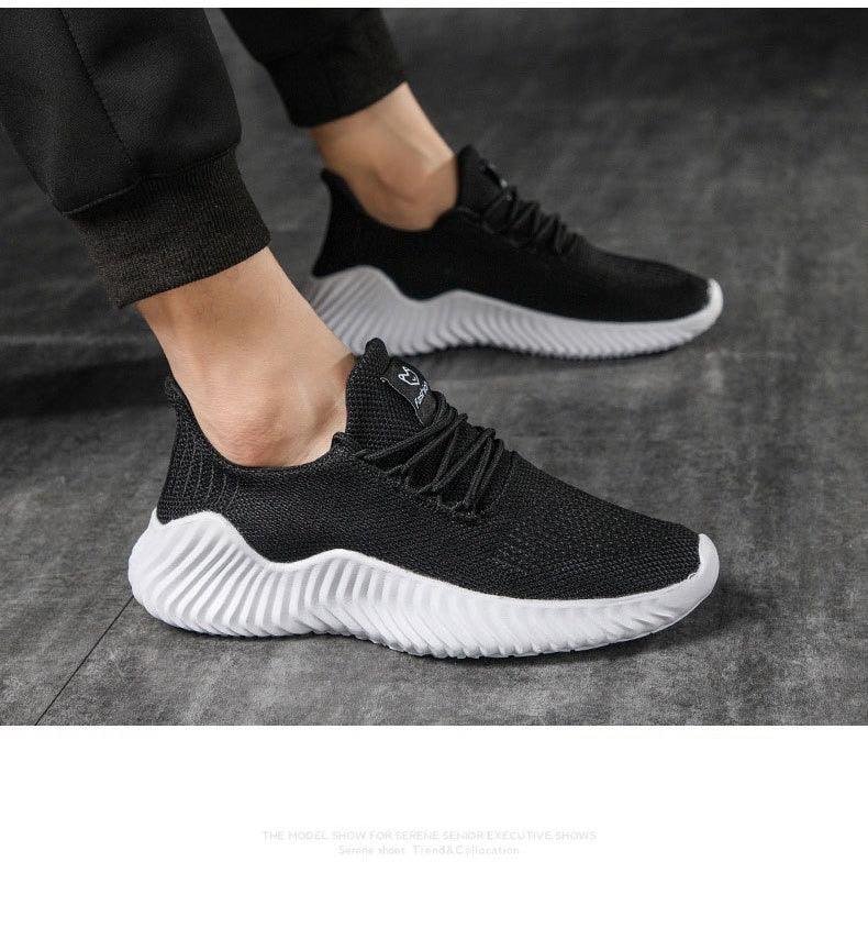 Mens Breathable White Trendy Sneakers  Casual Design  Light Walking Running Trainers Casual Breathable Mesh Men Running Shoes Walking Sneakers