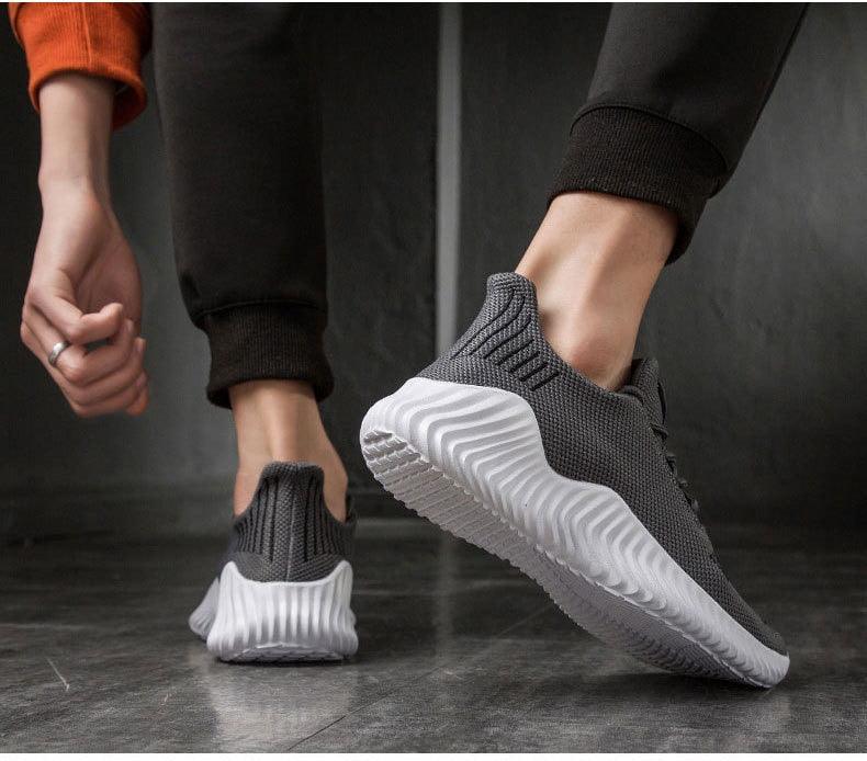 Mens Breathable White Trendy Sneakers  Casual Design  Light Walking Running Trainers Casual Breathable Mesh Men Running Shoes Walking Sneakers