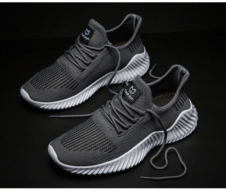 Mens Breathable White Trendy Sneakers  Casual Design  Light Walking Running Trainers Casual Breathable Mesh Men Running Shoes Walking Sneakers