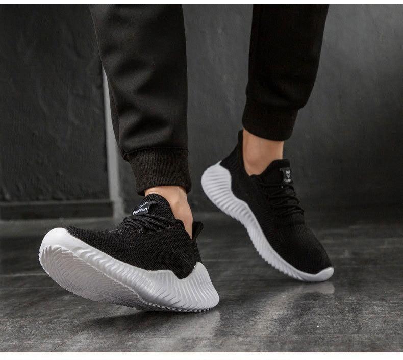 Mens Breathable White Trendy Sneakers  Casual Design  Light Walking Running Trainers Casual Breathable Mesh Men Running Shoes Walking Sneakers