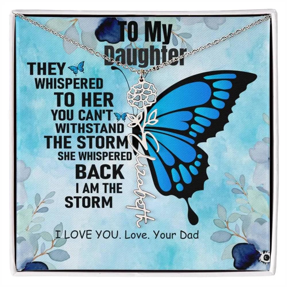 Necklace From Dad to Daughter I To My Daughter | I Love You - Birth Necklace