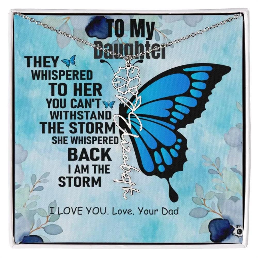 Necklace From Dad to Daughter I To My Daughter | I Love You - Birth Necklace