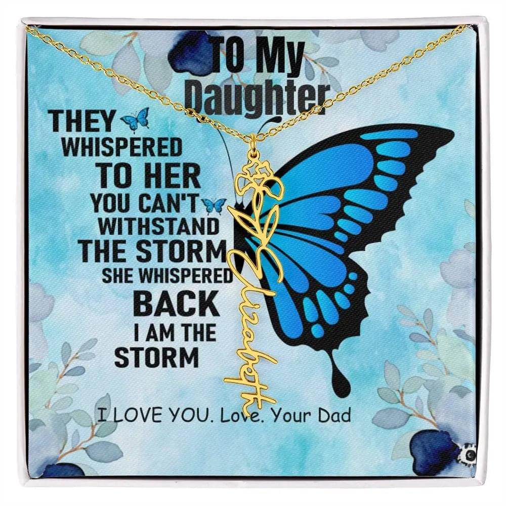 Necklace From Dad to Daughter I To My Daughter | I Love You - Birth Necklace