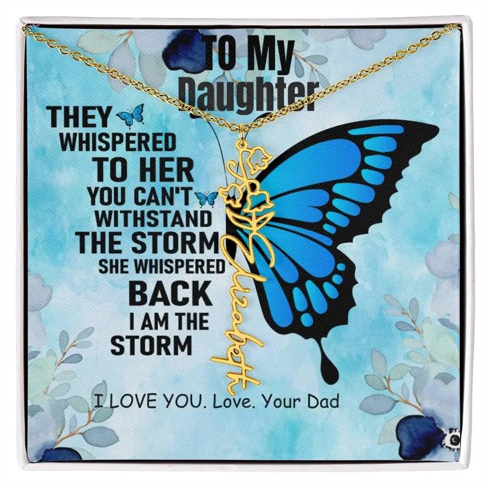 Necklace From Dad to Daughter I To My Daughter | I Love You - Birth Necklace