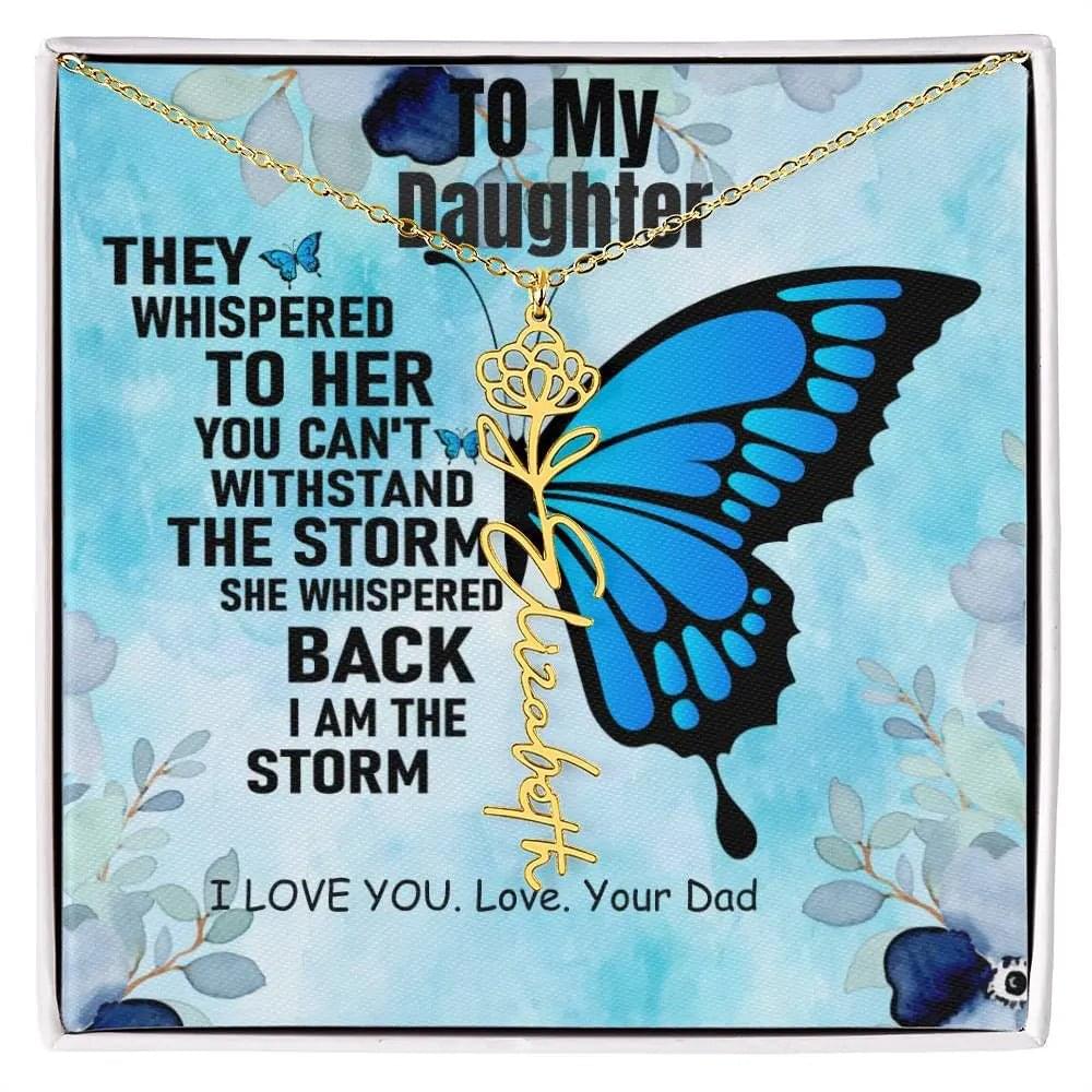 Necklace From Dad to Daughter I To My Daughter | I Love You - Birth Necklace
