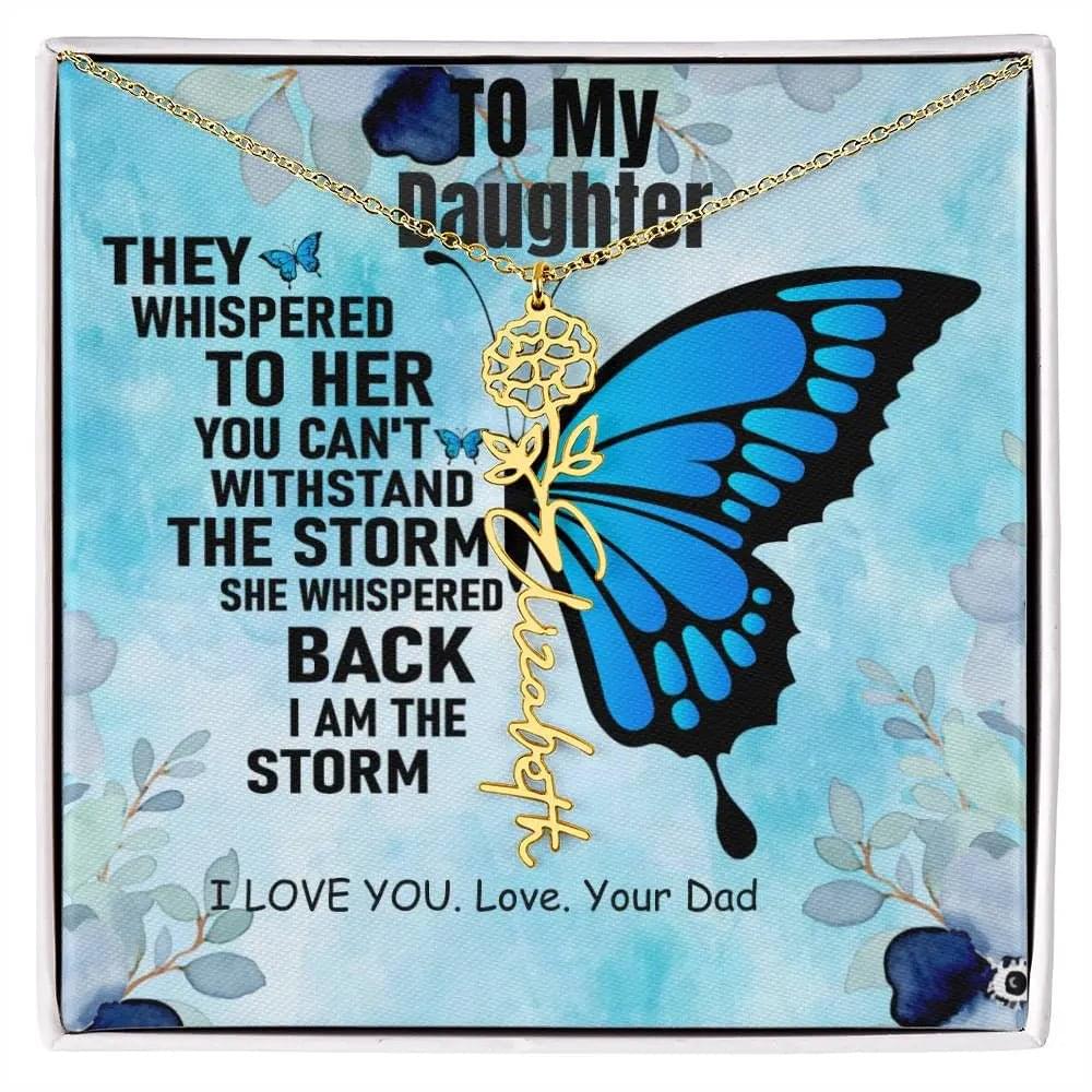 Necklace From Dad to Daughter I To My Daughter | I Love You - Birth Necklace