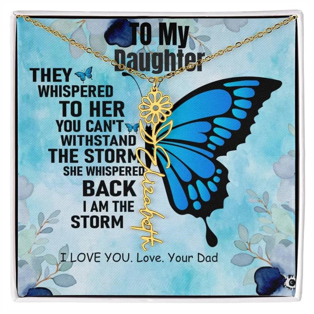 Necklace From Dad to Daughter I To My Daughter | I Love You - Birth Necklace