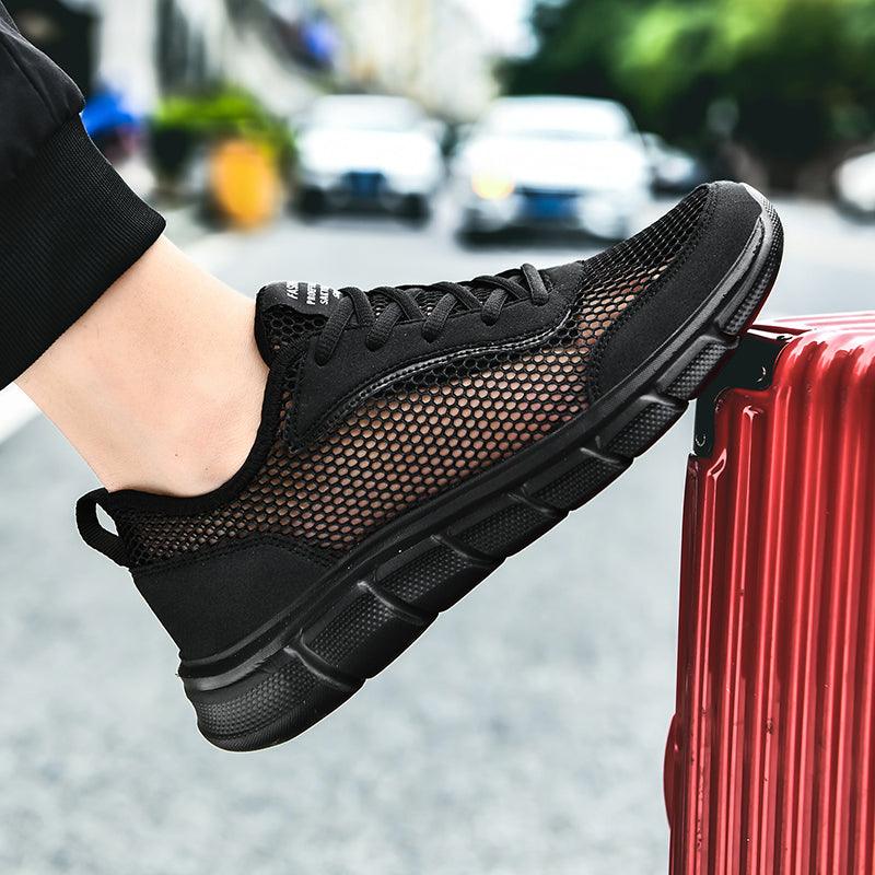 Men Casual Black Sneakers Fashion Light Breathable Summer Outdoor Beach Mesh Gym Running Sneakers Men Breathable Mesh Ultra Comfortable Athletic Fashion Jogging Sneaker