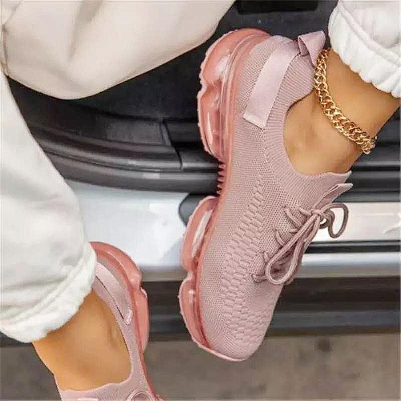 Women's Vulcanize Stylish Sneakers Fashionable Luxury Summer Air Cushion Sole Running Lightweight Mesh Tennis Sneaker Fashion Athletic Walking Shoes Elegant Design